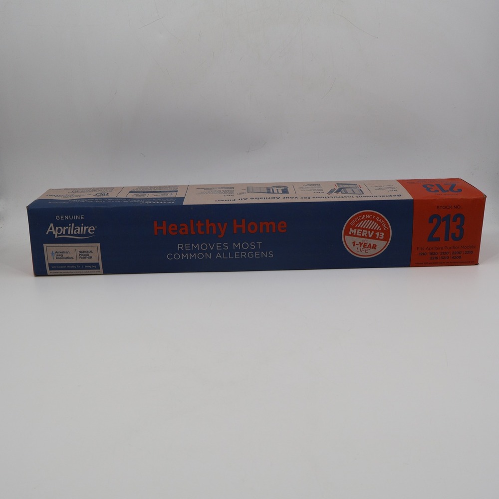 Aprilaire 213 Air Filter Healthy Home MERV 13 Replacement Blue Orange Box